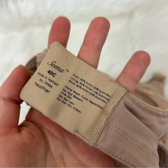 Soma Heather Tan Intimate Wireless Bra Size 40C - Picture 9 of 10